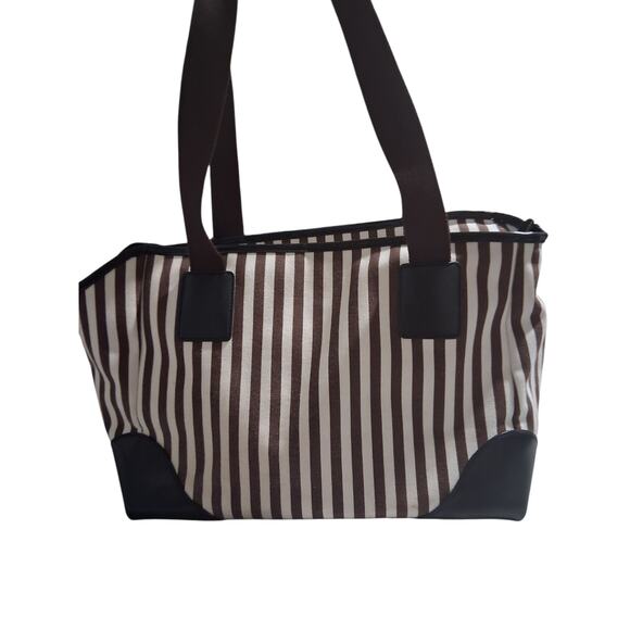 Henri Bendel NY Striped Canvas Pet Dog Cat Carrier Preppy Tote Shoulder Bag 14" - Picture 7 of 16